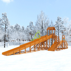 Зимняя деревянная горка IGRAGRAD SNOW FOX 12 м с двумя скатами (две лестницы)